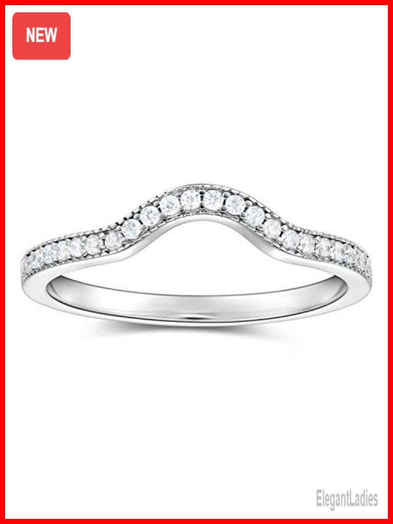 Sterling Silver Pave Curved Wedding Band Ring Enhancer Stacking Ring